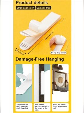 2 for $30 | Ultra Strong Hanging Strips — White (40 Pack / 20 Pairs)